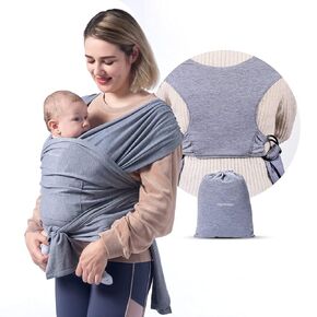 Momcozy Baby Wrap Carrier, Easy to Wear Infant Carrier Slings, Lightweight Hands Free Baby Sling, Adjustable Baby Carriers for Newborn to Toddler 8-35 lbs, Black