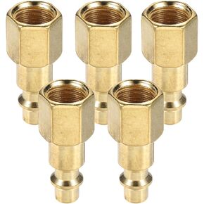 HARFINGTON 5pcs Industrial Air Plug 1/4" NPT Female m Style Copper-Plated High Flow Quick Connect Air Fittings Air Compressor Accessories