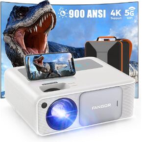 FANGOR 5G WiFi Bluetooth Projector 1080P Native, 16000L 450ANSI Outdoor Projectors [Projector Screen Included],300" Display 4K Support Home Movie Proyector Compatible w/ iOS/ Android/XBox/PS4/TV Stick