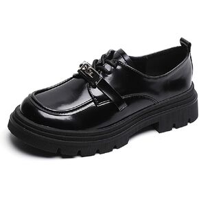 Classic Platform Oxfords for Women,Chunky Patent Leather Lace Up Oxford Shoes,Business Comfortable Soft Office Dress Shoes