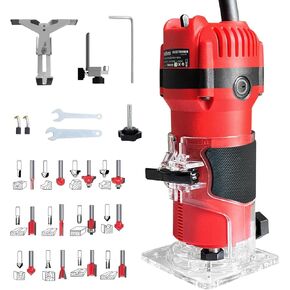 Wood Router Tool 800w Wood Grain Tool Woodworking Tools and Accessories Ectric Hand Trimmer Plunge Router Trim Router Plunge Router with 12pcs 1/4" Router Bits 31000r/Min 110V