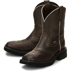 حذاء Justin النسائي Mandra Chocolate Western Boot بمقدمة مربعة واسعة بلون الشوكولاتة - 7.5 M US