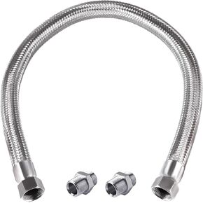 Compressor Jumper Hose, 40"Length 1" NPT Male - Flexible Industrial Grade Stainless Steel Hose with Two 1" Adapters, 450 PSI &750°F, Both Sides Fittings Rotate Freely