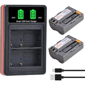 Pickle Power EN-EL3e Battery 2-Pack and LED Dual Charger for Nikon D700, D300s, D300, D200, D100, D90, D80, D70S, D70, D50 Camera