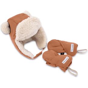 7AM Enfant Cub Set Benji - Soft Plush Sherpa Cub Hat & Mittens Set, Machine Washable | Warm Coziest Hat & Mittens Set