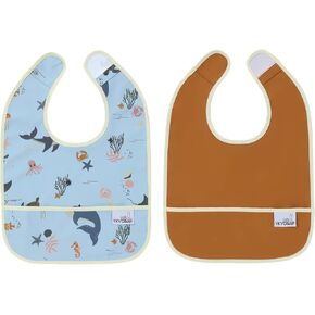 Baby Bibs for Eating Waterproof Baby Bibs Baby Feeding Bibs 2 Packs Washable Baby Food Bibs 6-24 Months