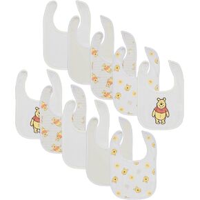 Disney 10-Pack Mickey Mouse Baby Bibs – Ten Soft, Absorbent, and Adjustable Cotton Bibs for Mess Free Meals
