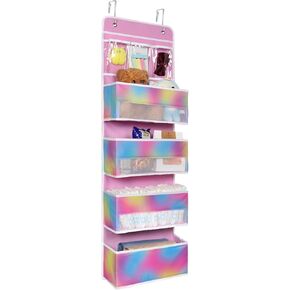 Univivi Door Hanging Organizer Nursery Closet Cabinet Over The Door Organizer with 4 Large Pockets and 3 Small PVC Pockets Door Storage for Cosmetics, Toys and Sundries