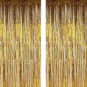 Twinkle Star 2 Pack Photo Booth Backdrop 3FT x 8FT Foil Curtain Tinsel Backdrop Environmental Background Streamers for Birthday Party, Wedding, Graduation, Christmas Decorations