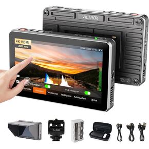 VILTROX DC-X3 2000 Nits DLSR Camera Field Monitor, 4K HDMI & SDI In/Output Touchscreen Portable On Camera Monitor with Battery Sunshade Hood, 3D Lut 1920X1080 HD IPS Focus Peaking Assist Video Monitor