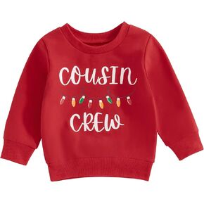 Toddler Boy Girl Christmas Outfit Cousin Crew Print Sweatshirt Tops Christmas Pullovers Shirt Kids Fall Clothes