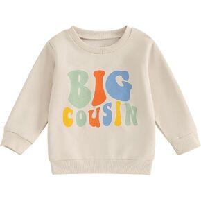 Ayalinggo Toddler Baby Girl Boy Sibling Matching Outfits Big Cousin Shirt Embroidery Crewneck Sweatshirt Fall Winter Clothes