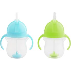 Munchkin Click Lock 7 Ounce Weighted Flexi-Straw Cup (2 Count, Blue/Blue)