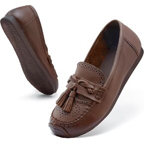 Loafers for Women Slip-Ons Genuine Leather Platfor Penny Loafers Shoes Rubber Sole No Slip