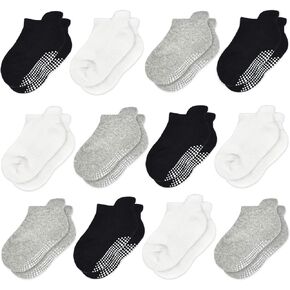 Tphon Non Slip Toddler Socks 12 Pairs Infant Baby Kids Grip Socks for Boy Girls Anti Skid Ankle Socks for 0-7 Year Children