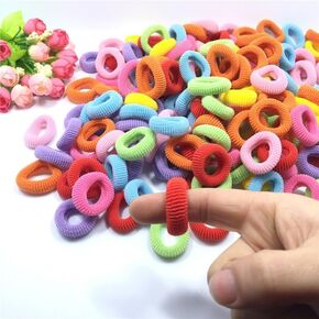 100 Pcs/Set kids Girl elastic hair ties Headwear Fashion Head Band Elastic Hair Ring Multicolor Hair Accessories Ponytail Holders scrunchies Hair Bands for teenagers and baby Women Girls (2cm)