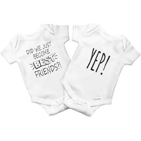 Twin Stuff 100% Cotton Unisex Best Friends Rompers – Cozy and Adorable Matching Outfits for Newborn Identical Twins