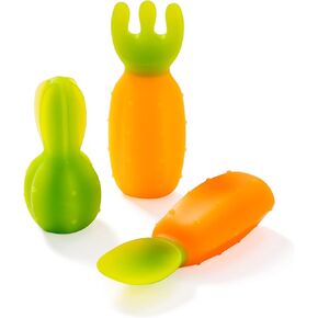 Lollipop Baby Learning Tableware, Staged-Learning utensils set, (Easy Pre-Spoon, Baby Fork, Baby Spoon) (vegetarian color)