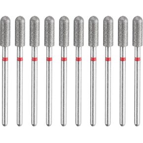 HARFINGTON 10pcs 200-230 Grits Diamond Grinding Bit 4mm Cylindrical Ball Head 2.35mm Shank 12mm Length Stone Sanding Drill Bits Rotary Tool for Ceramic Glass Grinding, Polishing