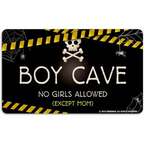 GEEKBEAR Boy Cave Sign - Made with Premium Acrylic - A Cute & Educational Addition to Any Little Boy's Room (Chalkboard) - Discontinued Soon