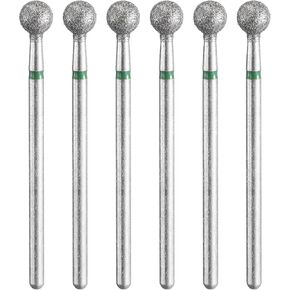 HARFINGTON 6pcs 325-400 Grits Diamond Grinding Bit 2.3mm Ball Head 2.35mm Shank 2.3mm Length Stone Sanding Drill Bits Rotary Tool for Ceramic Glass Grinding, Polishing