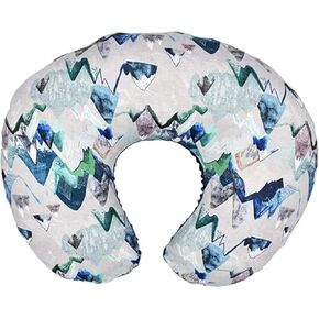 Nursing Pillow and Positioner, Breastfeeding, Bottle Feeding, Baby Sitting Support with Removable Ultra Soft Minky Cover, Tummy Time for Boys Girls (Blue), ZX