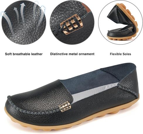Alicegana Loafers for Women Casual Shoes: Comfortable Slip on Penny Loafers | Dressy Flats Moccasins with Memory Foam Insole & Non Slip Sole for Walking Driving Shopping Working in Saudi Arabia