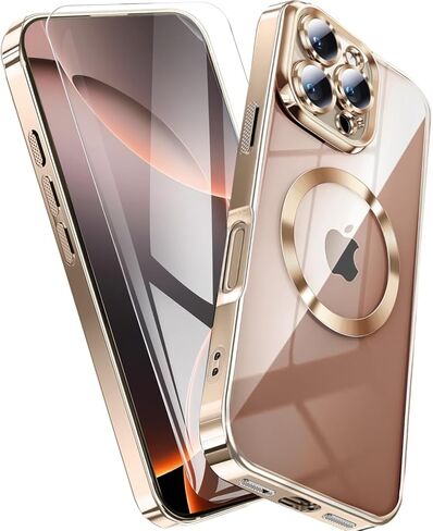 حافظة لهاتف iPhone 16 ProMax، حافظة هاتف iPhone 16 Pro Max مغناطيسية شفافة مع واقي شاشة وغطاء كاميرا متوافق مع غطاء Magsafe النحيف المصنوع من السيليكون المقاوم للصدمات وممتص الصدمات من البولي كربونات الصلب in Saudi Arabia