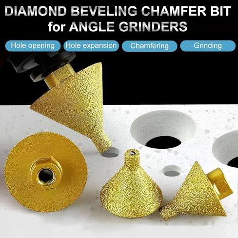 2Pcs Diamond Beveling Chamfer Bit for Angle Grinders, Countersink Drill Bit, Punching Expanding Drill Bit for Tile Ceramic Beveling Holes Trimming, for M10 Thread Adapter (50mm +38mm Bit) in Saudi Arabia