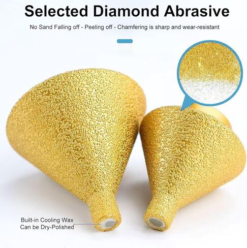 2Pcs Diamond Beveling Chamfer Bit for Angle Grinders, Countersink Drill Bit, Punching Expanding Drill Bit for Tile Ceramic Beveling Holes Trimming, for M10 Thread Adapter (50mm +38mm Bit) in Saudi Arabia