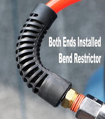 YOTOO خرطوم هواء 1/4 بوصة × 100 قدم، خرطوم ضاغط هواء من البولي يوريثين المقوى للخدمة الشاقة، مرن، مقاوم للالتواء، خفيف الوزن مع مقيد الانحناء، وصلة توصيل صناعية سريعة دوارة 1/4 بوصة، أحمر in Kuwait