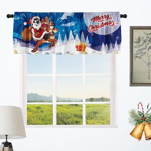 SUNWISHA Christmas Window Curtain Valances Decoration,Suitable for Living Rooms, Bedrooms, 52x18inch for Valance Kitchen Red in Saudi Arabia