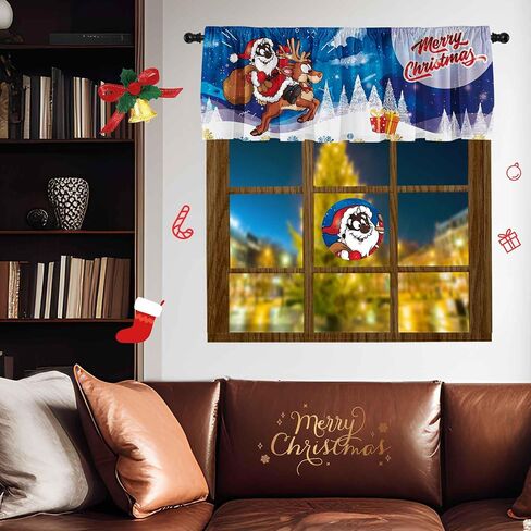 SUNWISHA Christmas Window Curtain Valances Decoration,Suitable for Living Rooms, Bedrooms, 52x18inch for Valance Kitchen Red in Saudi Arabia
