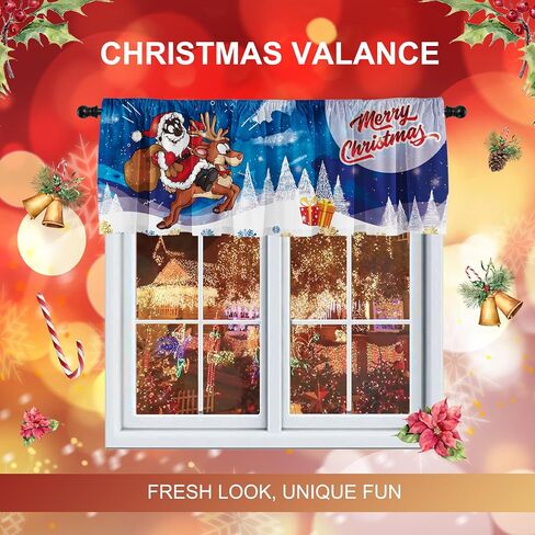 SUNWISHA Christmas Window Curtain Valances Decoration,Suitable for Living Rooms, Bedrooms, 52x18inch for Valance Kitchen Red in Saudi Arabia