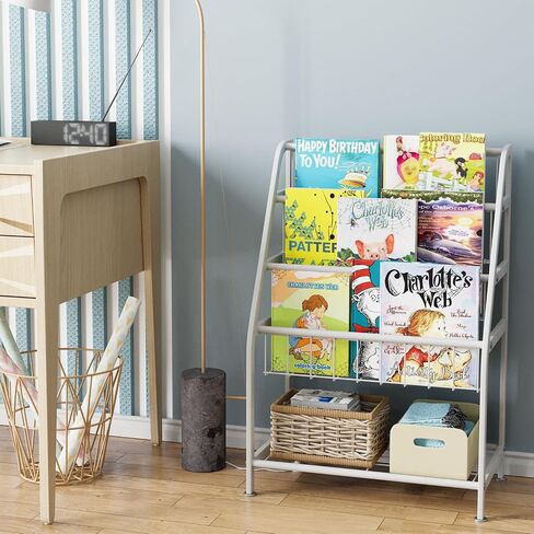 aboxoo Kids Bookshelf Toddler Freestanding for Children Room 18 inches Small Toddler Bookcase Toy Organizer White Stable Bookcase Bookstore Library Book Unit Storage for Small Place in Saudi Arabia