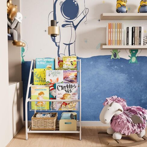 aboxoo Kids Bookshelf Toddler Freestanding for Children Room 18 inches Small Toddler Bookcase Toy Organizer White Stable Bookcase Bookstore Library Book Unit Storage for Small Place in Saudi Arabia