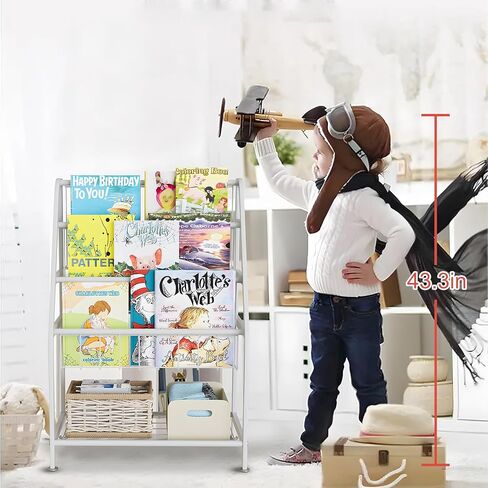 aboxoo Kids Bookshelf Toddler Freestanding for Children Room 18 inches Small Toddler Bookcase Toy Organizer White Stable Bookcase Bookstore Library Book Unit Storage for Small Place in Saudi Arabia