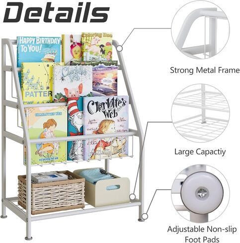 aboxoo Kids Bookshelf Toddler Freestanding for Children Room 18 inches Small Toddler Bookcase Toy Organizer White Stable Bookcase Bookstore Library Book Unit Storage for Small Place in Saudi Arabia