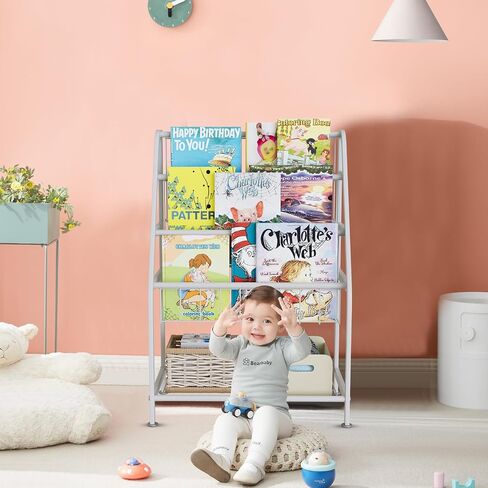aboxoo Kids Bookshelf Toddler Freestanding for Children Room 18 inches Small Toddler Bookcase Toy Organizer White Stable Bookcase Bookstore Library Book Unit Storage for Small Place in Saudi Arabia