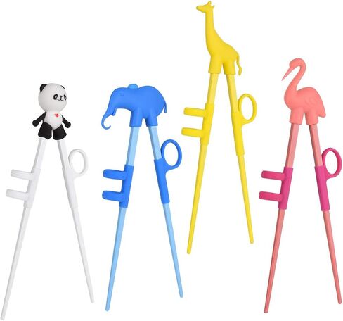 Training Chopsticks, Cute Animal Shape Easy to Use Learning Chopsticks for Kids With attachable for Right or Left Handed Child Adults Beginners (4 pack) in Saudi Arabia
