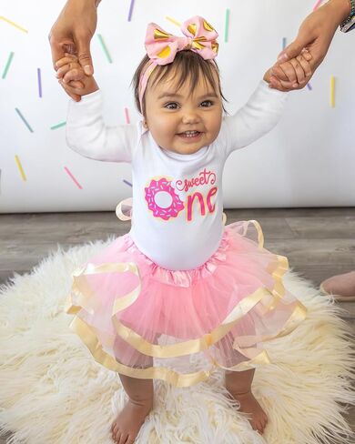 Luke and Lulu 1st First Birthday Baby Girl Tutu Outfit - Sweet One - Donut Birthday Party in Saudi Arabia