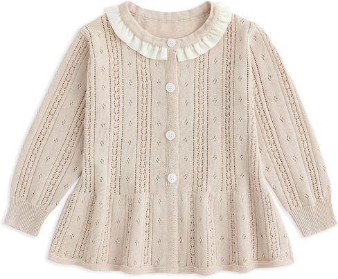 Curipeer Baby Girl Long Cardigan Dress Sweater Cream Button Down Toddler Girl Knitted Outfits in Saudi Arabia