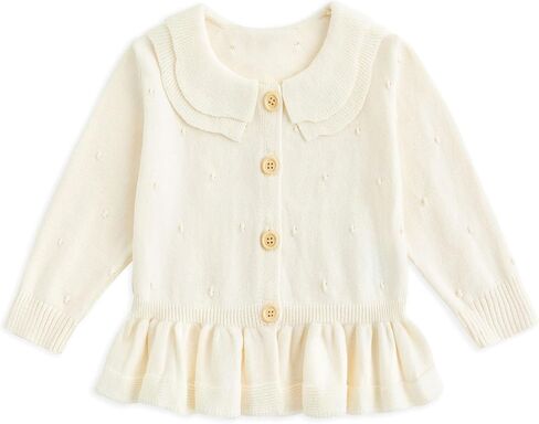 Curipeer Baby Girl Long Cardigan Dress Sweater Cream Button Down Toddler Girl Knitted Outfits in Saudi Arabia
