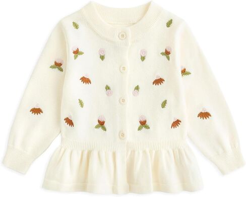 Curipeer Baby Girl Long Cardigan Dress Sweater Cream Button Down Toddler Girl Knitted Outfits in Saudi Arabia