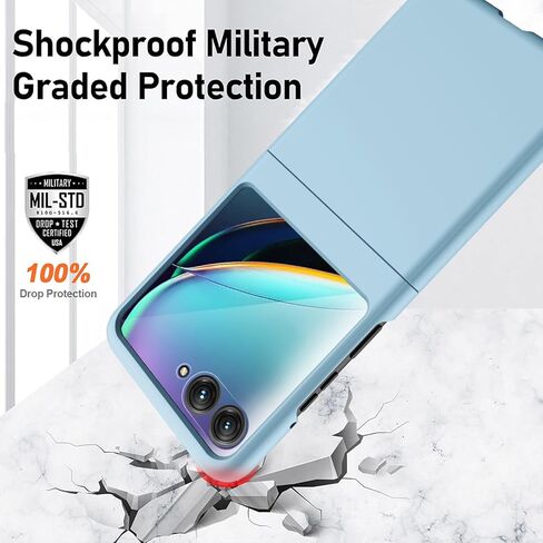 حافظة مع مشبك لهاتف Motorola RAZR 2024 [واقي شاشة مدمج]، غطاء واقٍ سهل التركيب مع مجموعة حامل حزام دوار ومسند مدمج لهاتف Moto RAZR 2024 (أسود + مشبك حزام) in Kuwait