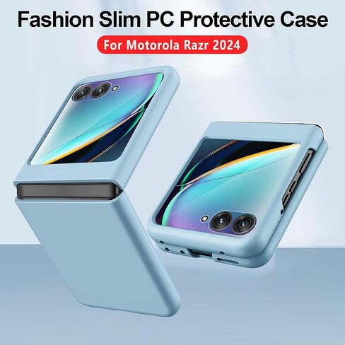 حافظة مع مشبك لهاتف Motorola RAZR 2024 [واقي شاشة مدمج]، غطاء واقٍ سهل التركيب مع مجموعة حامل حزام دوار ومسند مدمج لهاتف Moto RAZR 2024 (أسود + مشبك حزام) in Kuwait