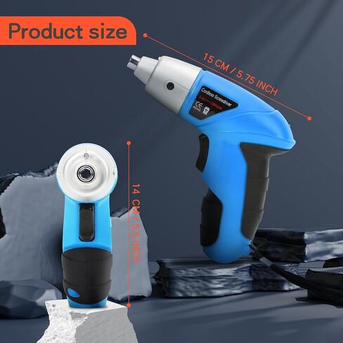 Electric screwdriver cordless HUAYYP with LED Lights 46 Pcs Set.3.6V Blue USB Cordless Small Power Screwdriver Set. Cordless Screwdriver and Cordless Screwdriver Set with Screwdriver Bits. in Saudi Arabia