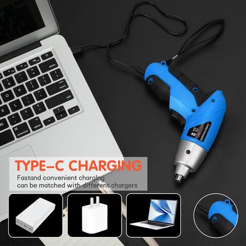 Electric screwdriver cordless HUAYYP with LED Lights 46 Pcs Set.3.6V Blue USB Cordless Small Power Screwdriver Set. Cordless Screwdriver and Cordless Screwdriver Set with Screwdriver Bits. in Saudi Arabia