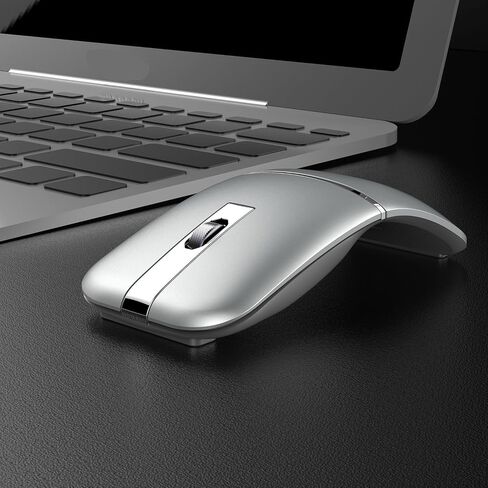 Wireless Bluetooth Mouse Mute Arc Mouse for Laptop,Bluetooth/2.4GHz Dual-Mode Rechargeable Mice,Rotating Ultra Thin for Desktop PC MacBook Pro Chromebook Lenovo Device Travel in Saudi Arabia