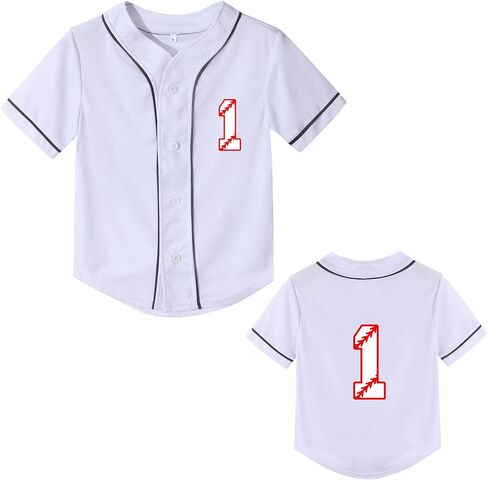 تي شيرت Mowbeat Baby Baseball Jersey لعمر سنة واحدة لحفلات أعياد الميلاد بأكمام قصيرة وأزرار تي شيرت للأطفال الرضع الأول هدية in Saudi Arabia